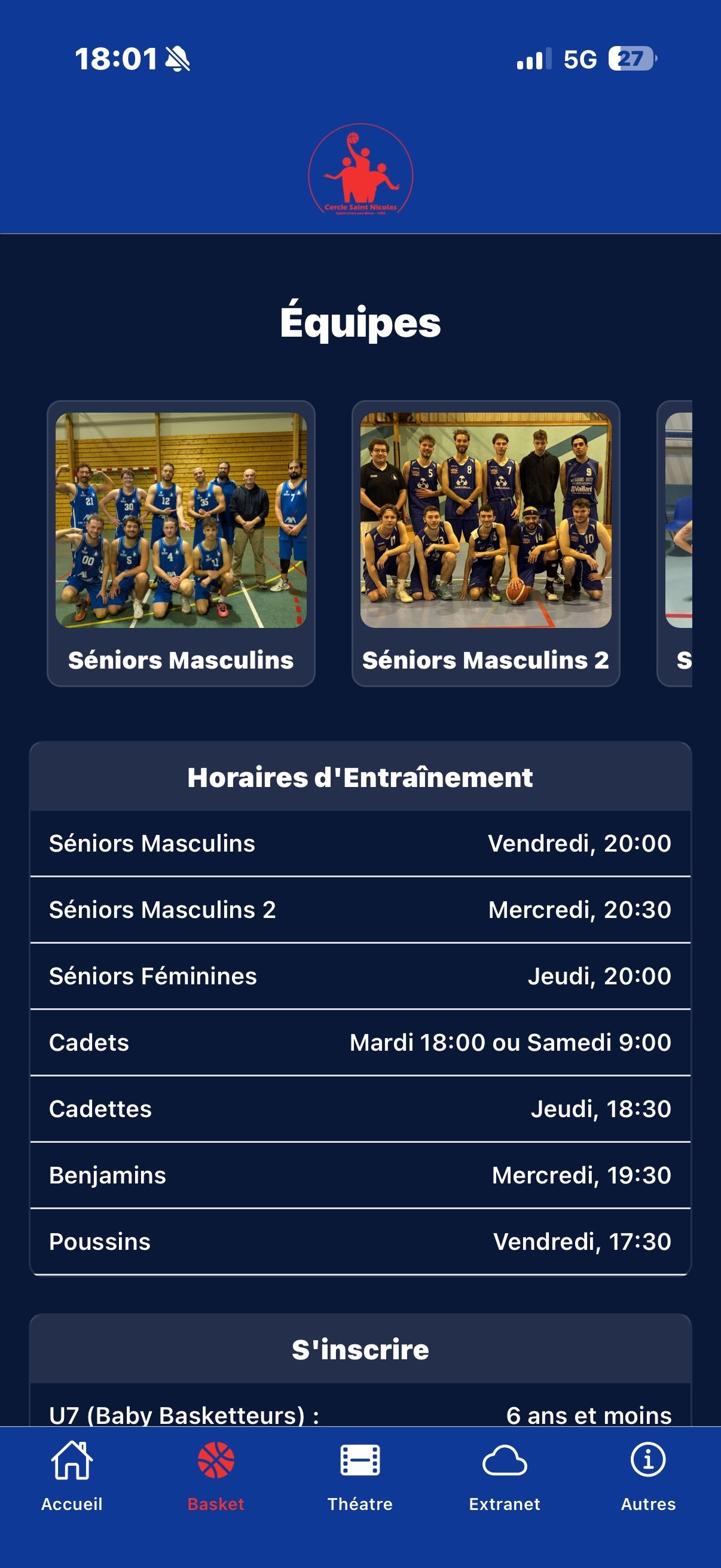 Équipes et horaires